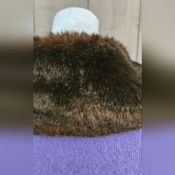 Vintage SUTTON STUDIO Wool Blend Cardigan Faux Fur Collar. Purple. XS/S - Picture 11 of 14